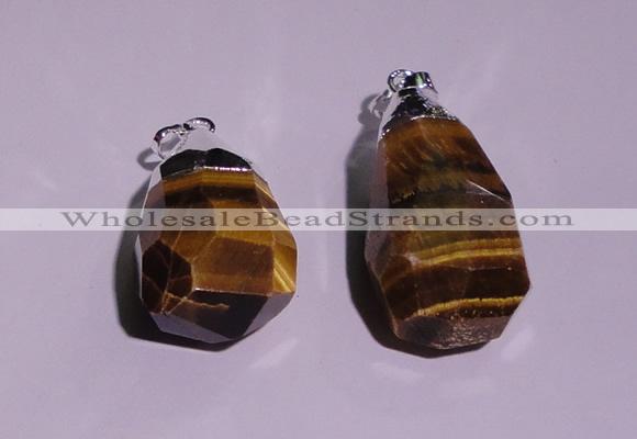 NGP1698 15*30mm - 18*35mm faceted nuggets yellow tiger eye pendants