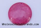 NGP170 2pcs 45mm flat round dyed white jade gemstone pendants