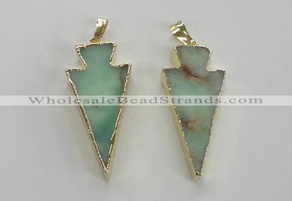 NGP1702 18*39mm arrowhead australia chrysoprase pendants