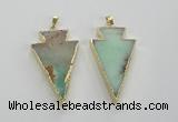 NGP1703 27*47mm arrowhead australia chrysoprase pendants