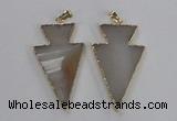 NGP1713 28*50mm - 30*55mm arrowhead agate gemstone pendants