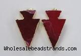 NGP1715 28*50mm - 30*55mm arrowhead agate gemstone pendants