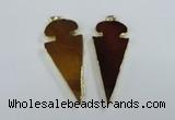 NGP1722 30*65mm arrowhead agate gemstone pendants wholesale