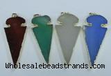 NGP1725 30*65mm arrowhead agate gemstone pendants wholesale