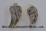 NGP1743 20*45mm - 25*55mm carved leaf druzy agate pendants