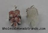 NGP1747 22*30mm - 25*35mm carved leaf druzy agate pendants