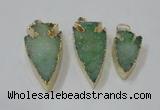 NGP1748 20*30mm - 25*50mm arrowhead druzy agate gemstone pendants