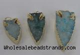 NGP1749 20*30mm - 25*50mm arrowhead druzy agate gemstone pendants