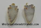 NGP1750 20*30mm - 25*50mm arrowhead druzy agate gemstone pendants