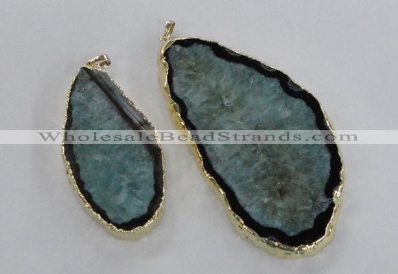 NGP1756 35*60mm - 50*80mm freeform druzy agate gemstone pendants