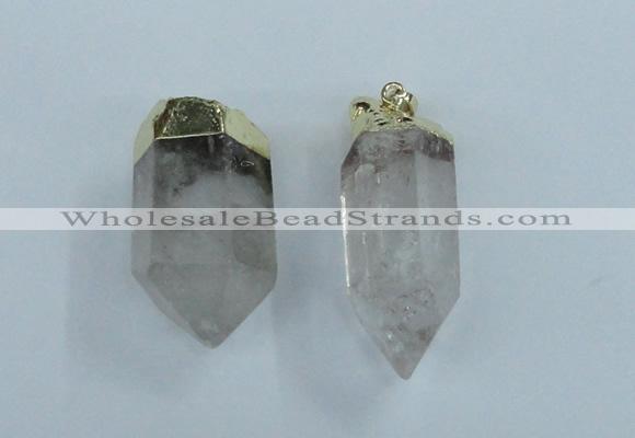 NGP1762 15*35mm - 25*40mm faceted nuggets white crystal pendants