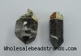 NGP1766 15*35mm - 25*40mm faceted nuggets green phantom quartz pendants