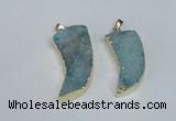 NGP1784 15*35mm - 20*45mm oxhorn druzy agate gemstone pendants