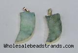 NGP1785 15*35mm - 20*45mm oxhorn druzy agate gemstone pendants