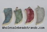 NGP1786 15*35mm - 20*45mm oxhorn druzy agate gemstone pendants