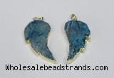 NGP1788 20*40mm - 25*45mm wing-shaped druzy agate pendants