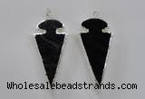 NGP1807 25*60mm - 30*65mm arrowhead black agate pendants