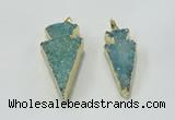 NGP1812 22*40mm - 28*48mm arrowhead druzy agate gemstone pendants