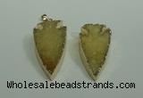 NGP1872 20*30mm - 25*50mm arrowhead druzy agate gemstone pendants