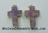 NGP1878 30*45mm - 32*50mm cross druzy agate gemstone pendants