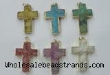 NGP1879 30*45mm - 32*50mm cross druzy agate gemstone pendants