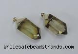 NGP1901 18*38mm - 20*42mm faceted nuggets lemon quartz pendants