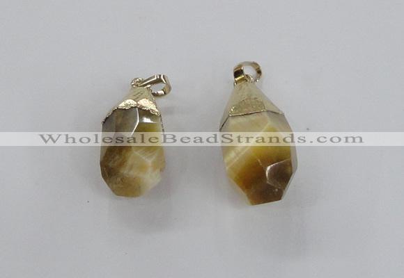 NGP1916 14*30mm - 15*35mm faceted nuggets golden tiger eye pendants