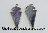 NGP1925 30*65mm arrowhead agate gemstone pendants wholesale