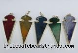 NGP1927 30*65mm arrowhead agate gemstone pendants wholesale