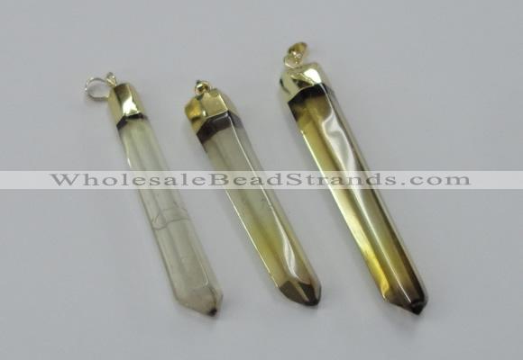 NGP1932 10*55mm - 12*65mm stick lemon quartz pendants wholesale