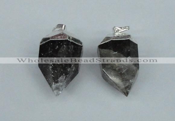 NGP1937 18*35mm - 20*40mm faceted nuggets smoky quartz pendants