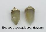 NGP1938 18*35mm - 20*40mm faceted nuggets yellow phantom quartz pendants