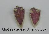 NGP1940 20*30mm - 25*50mm arrowhead druzy agate gemstone pendants