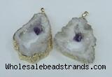 NGP1950 30*40mm - 45*55mm freeform druzy agate & amethyst pendants