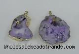 NGP1951 30*40mm - 45*55mm freeform druzy agate & amethyst pendants