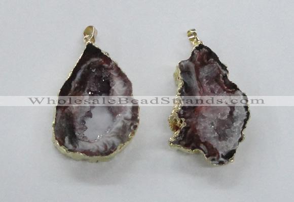 NGP1969 25*40mm - 30*50mm freeform druzy agate gemstone pendants