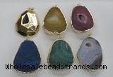 NGP1994 35*45mm - 40*50mm freeform plated druzy agate pendants