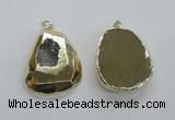 NGP1997 35*45mm - 40*50mm freeform plated druzy agate pendants