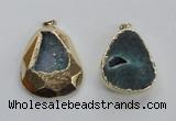 NGP1999 35*45mm - 40*50mm freeform plated druzy agate pendants