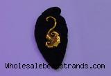 NGP2001 22*45mm carved gold plated matte black obsidian pendants