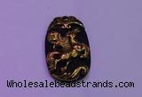 NGP2004 22*35mm carved gold plated matte black obsidian pendants