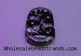 NGP2012 38*55mm carved silver plated matte black obsidian pendants