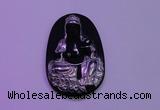 NGP2027 35*55mm carved silver plated matte black obsidian pendants