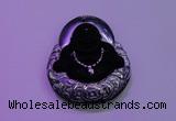 NGP2036 40*45mm carved silver plated matte black obsidian pendants