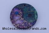 NGP206 6*40mm coin dyed imperial jasper & chrysocolla gemstone pendant