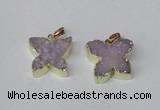 NGP2111 15*20mm - 18*25mm butterfly druzy agate gemstone pendants