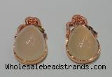 NGP2135 25*42mm agate gemstone pendants with crystal pave alloy settings