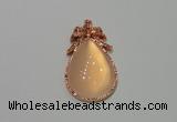 NGP2137 22*40mm agate gemstone pendants with crystal pave alloy settings