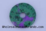 NGP223 5*30mm synthetic ruby zoisite & malachite gemstone donut pendant