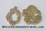 NGP2241 40*50mm - 45*55mm freeform plated druzy agate pendants